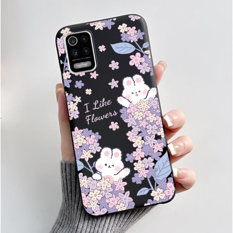Case For LG K52 Q52 K62 Phone Case Luxury Cute Love Rabbit Funny Ultra Thin Slim Soft Black TPU Silicone Protective Back Cover