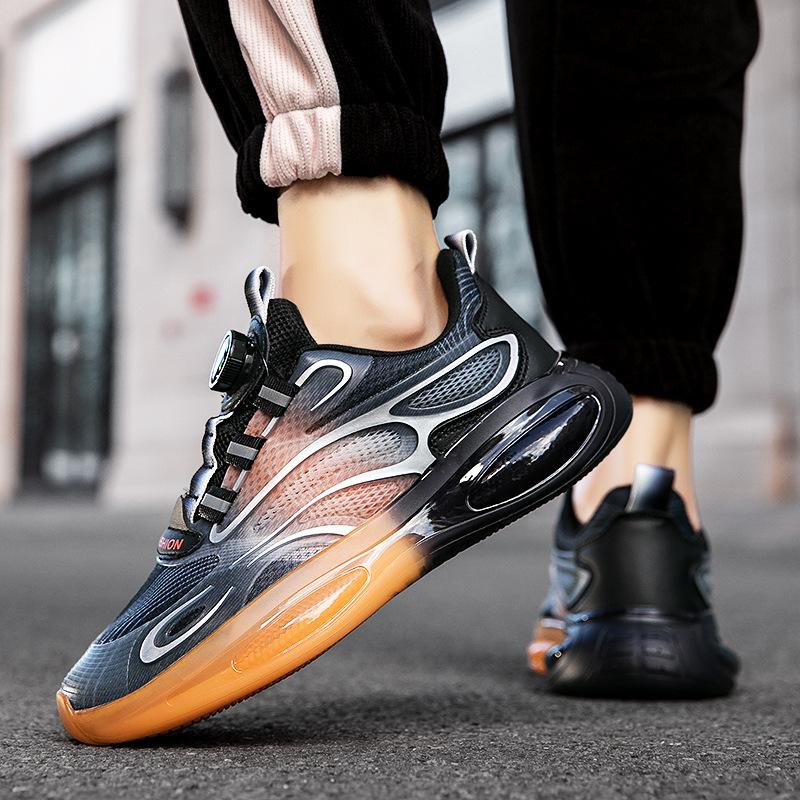 Men's shoes summer new casual rotating button breathable platform youth sports running dad shoes