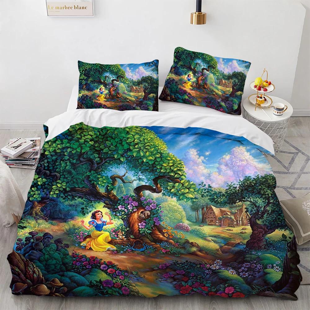 

Dream Princess Bedding Set Spring SceneryFlowersTreeOil PaintingDuvet CoverPillowcasesRetro GeenRomantic2 3 Pc Bed Set 220*240cm 3pcs
