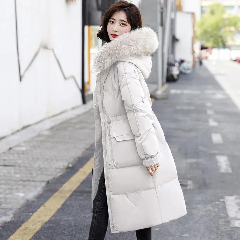 Women's Windproof Winter Jacket - Thick Down, Big Fur Collar