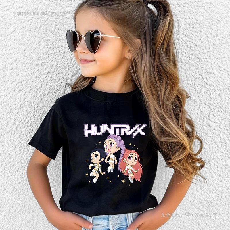 T-Shirts Girls Children's Cartoon Print Fashion Short Sleeve Casual Children's Clothing Top Comfortable
