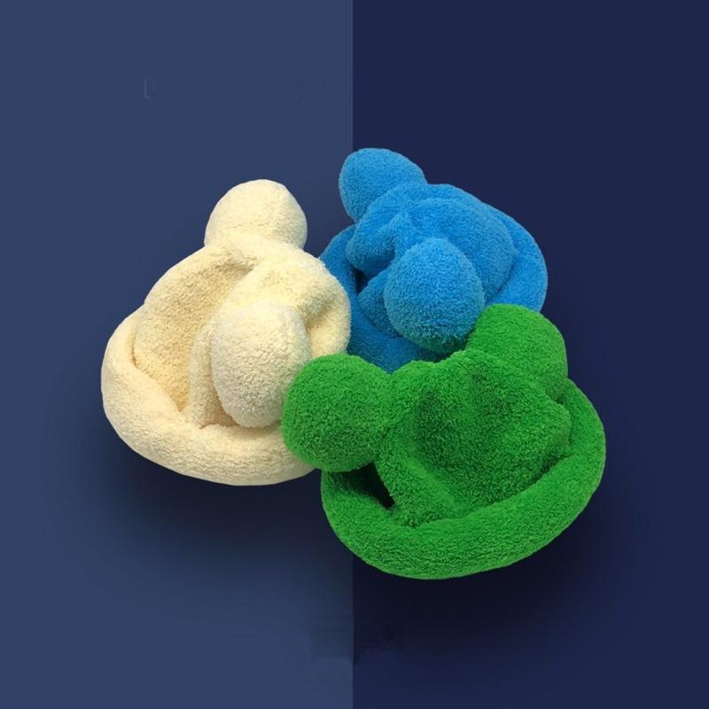 Adult Cartoon Bear Ear Shape Polyester Bucket Hat Fluffy Winter Warmer Plush Fisherman Cap Winter Gifts for Girlfriend