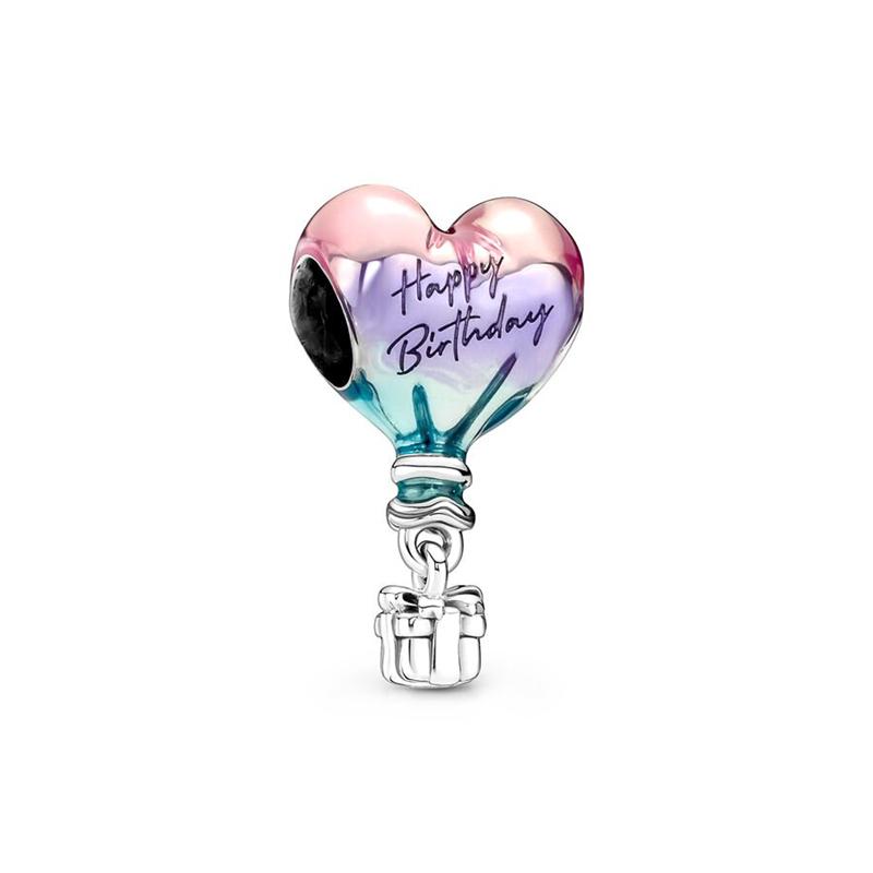 Happy Birthday Card Cake Charm Beads Dangle Fit Original Snake Copper Bracelet Necklace Beads For Diy Jewelry Women Gift