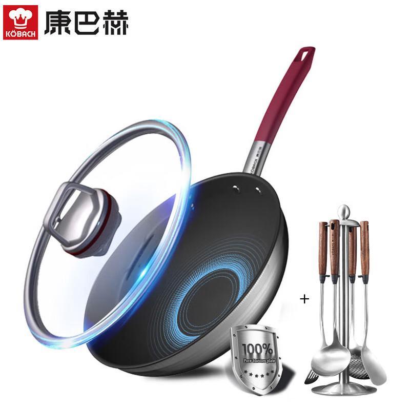 KOBACH 32cm Titanium Non-Stick Wok with 5-Piece Utensil Set