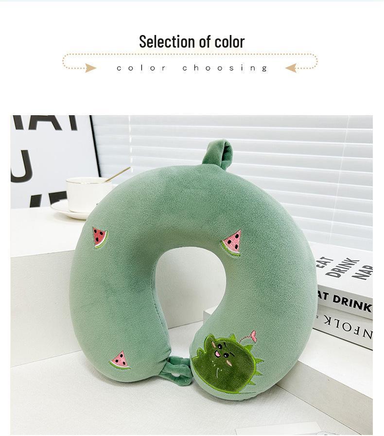 Cartoon Memory Foam U-Shaped Travel Neck Pillow for Airplane, Car & Student Use