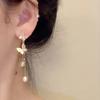 Spring and Summer New Pearl Butterfly Earrings Female Super Fairy Temperament Tassel Long Stud Earrings Fairy Ears
