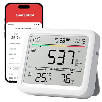 SwitchBot CO2-Sensor Kohlendioxid-Konzentrationsmessgerät Thermohygrometer Alarm SwitchBot Digitales Großbild Hochpräzises CO2-Messgerät