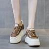 Damen Plateausandalen Keilabsatz Freizeit Herbst Kuhfellstiefel Klobige Sneaker Frühling Herbst Dicke Sohle Vulkanisierte Schuhe
