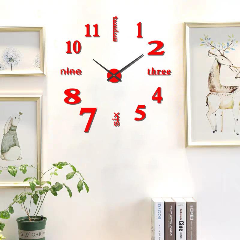 Creative Night Light DIY Clock Living Room Bedroom Background Wall Clock Personalized Nordic Non Punching Silent Clock Wall Stickers Clock