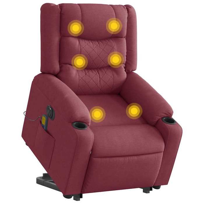 VidaXL Electric Massage Recliner Burgundy Red Fabric 3310282