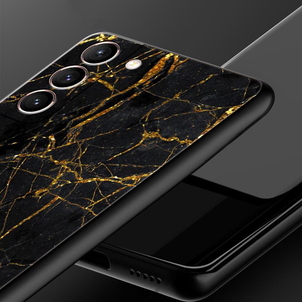 Black Gold Marble Pattern Phone Case For Samsung Galaxy S22 S21 S20 Ultra FE 5G S10E S10 S9 S24 Plus S23 Cover Shell