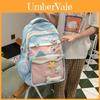 Fashion Color Blocked Cat Ear Design Student Backpack With Pendant And Badge For Girls