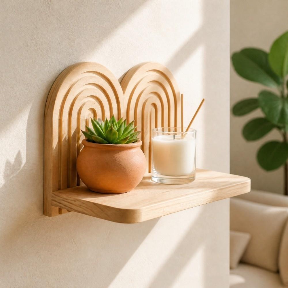 Multi Tier Wall Plant Holder Solid Wood Wooden Wall Shelf Blank Wall Space