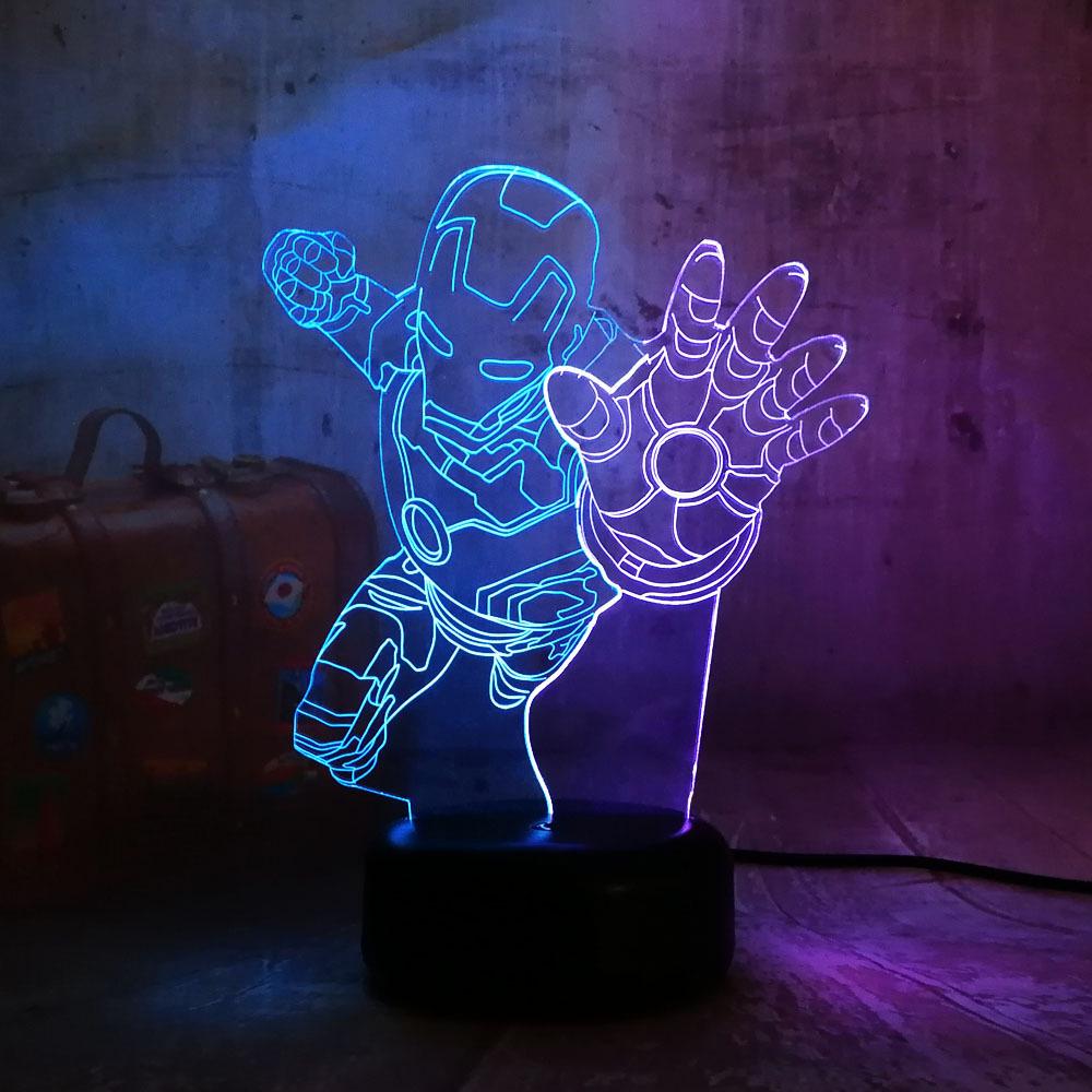 3D Avengers Iron Man & Captain America LED Night Light for Kids
