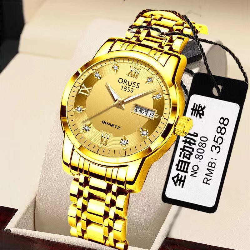 Fully Automatic Movement Watch Watch Men S Waterproof Luminous Watch Double Calendar Diamond-Encrusted Casual Watch