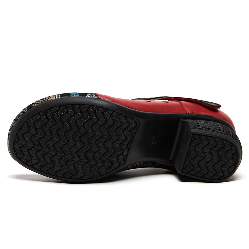 GKTINOO 2024 Spring New Pumps Round Toe Buckle Sandals Mary Jane Thick Heels Retro Genuine Leather Women's Shoes