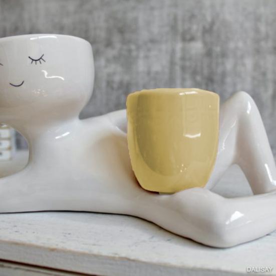 Lazy Guy Planter Resin Lying Down Figure Flower Pot with Drainage Hole