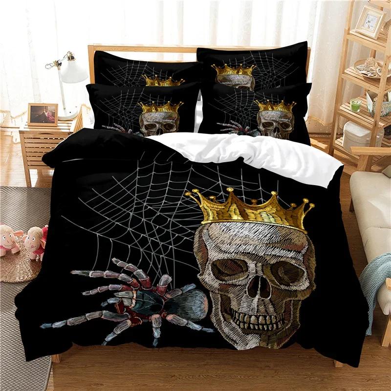 

CalifKing 260x240 Skul Beding Set Adult Peoples Winter Soft Duvet Cover Set Children Kids,twin Ful Quen King Bedrom House De Couete Dropship 135*200cm Eu-Single