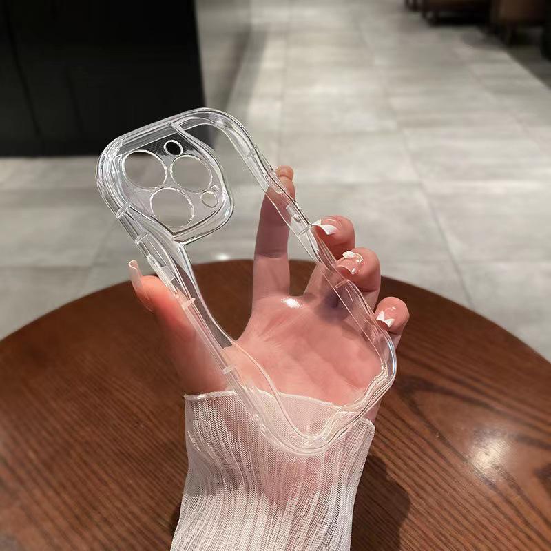 3D Wave Transparent Airbag Case for iPhone 15/14/13/12/11 Pro Max