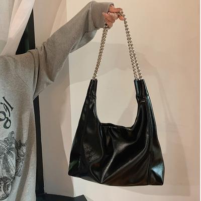Women's Trendy Simple Large Capacity Tote Bags Versatile Commuter Shoulder Bags Fashion Chain Underarm Bag Soft Leather Handbags
