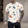 Men Plus Size Round Neck Short Sleeve Striped Geometric Printed T Shirt