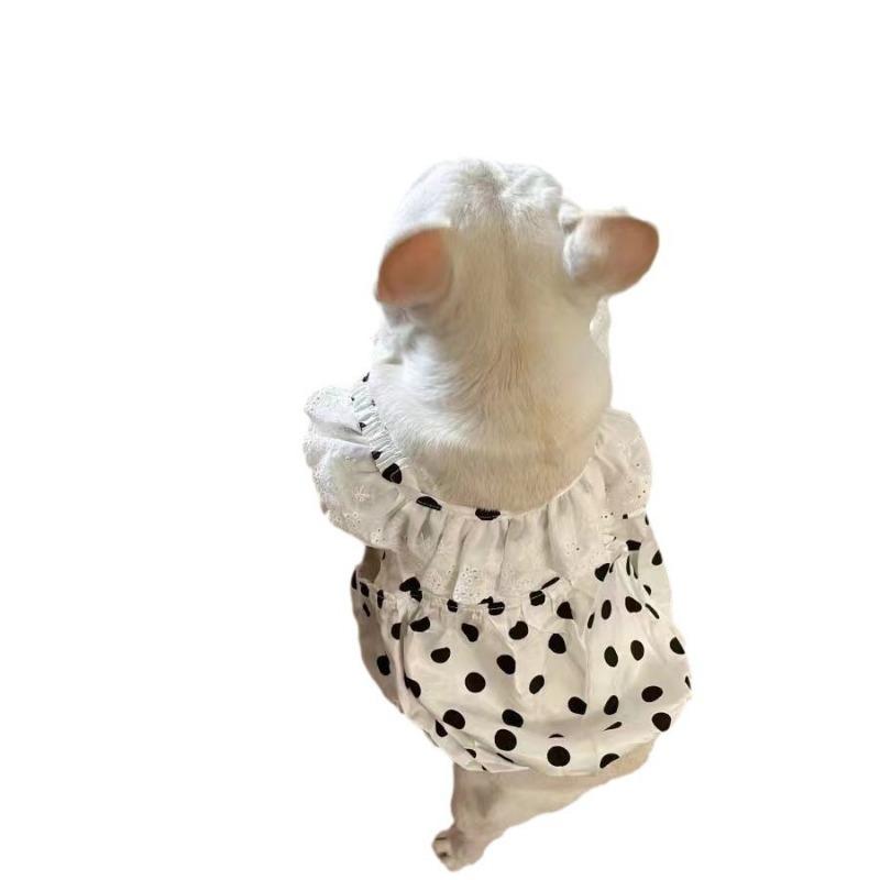 French Dou Skirt Bug Short Fat Dog Spring and Autumn Cool and Cute Cartoon Small Polka Dot Vest Gauze Skirt Comfortable Special