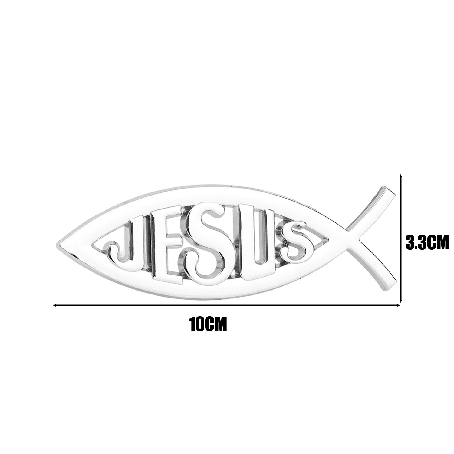 

Metal Jesus Fish Stickers 3D Fish-shaped Metal Stickers for Car Trunk Motorbikes Fender Rear Bumper Christian Badge серебряный