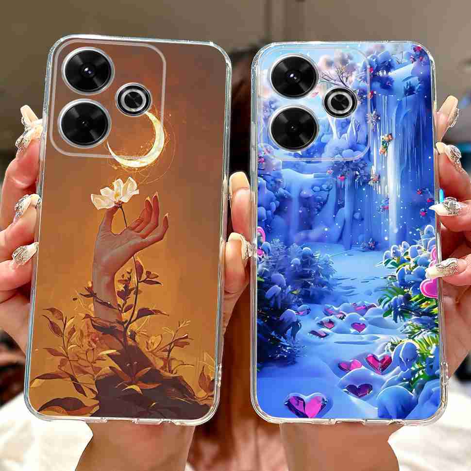 For Xiaomi Redmi 13 4G Case Fashion Girl Flower Silicone Soft TPU Shockproof Cover Coque For Redmi13 redemi13 Bumper Phone Case