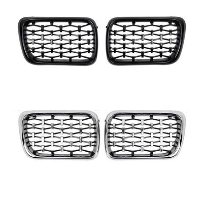 Silver Diamonds Style Upper Racing Grilles For for BMW E36 3 Series 1996-1999 Diamond Kidney Grill Replacement Front Bumper