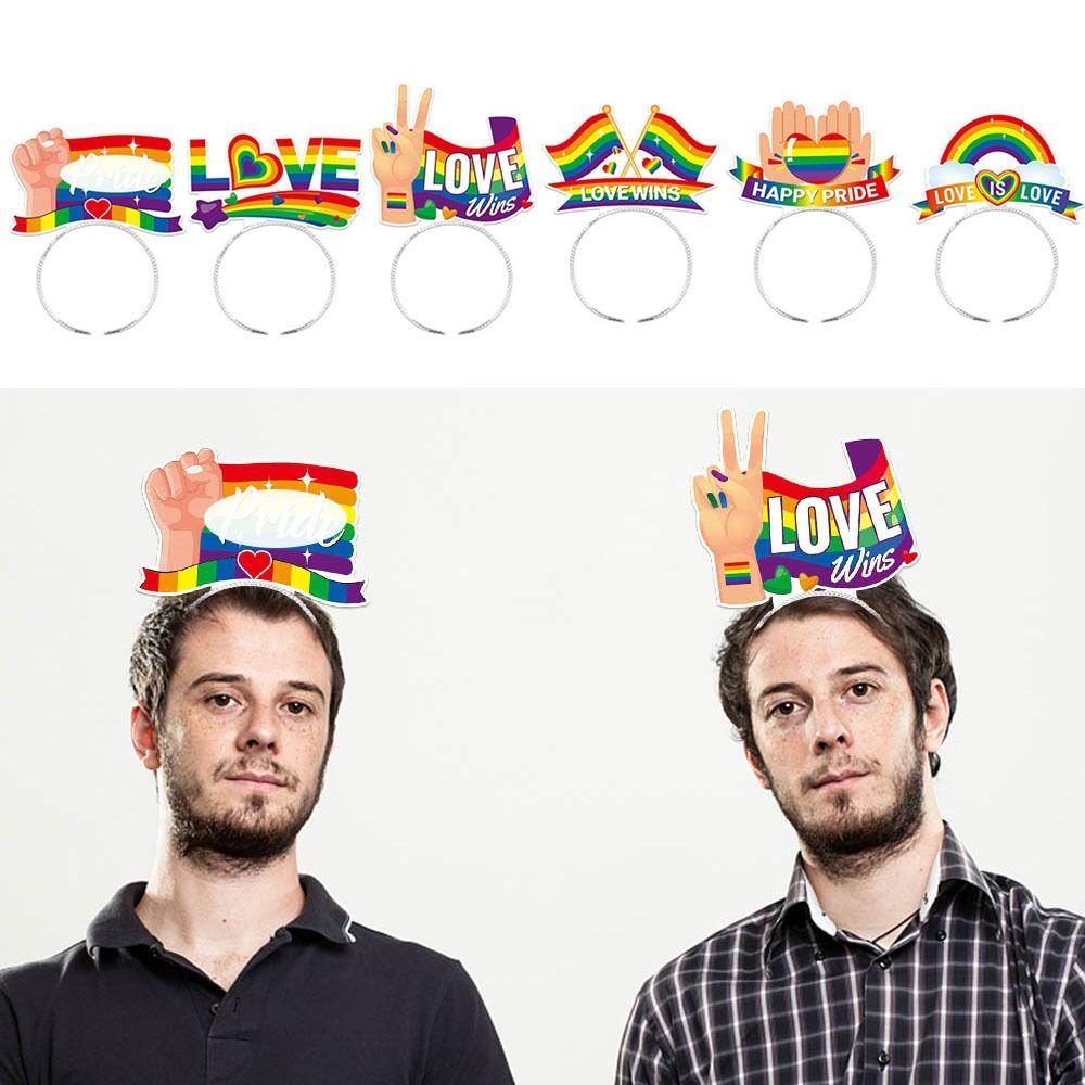 6pcs Seven-color Rainbow Striped Hair Hoop Rainbow Festival Pride Month Hair Bands  Holiday