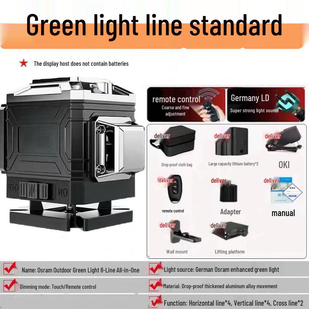 Novo Nível a Laser Verde de Alta Precisão de 12 Linhas Anping com Infravermelho de Fixação na Parede para Uso Externo