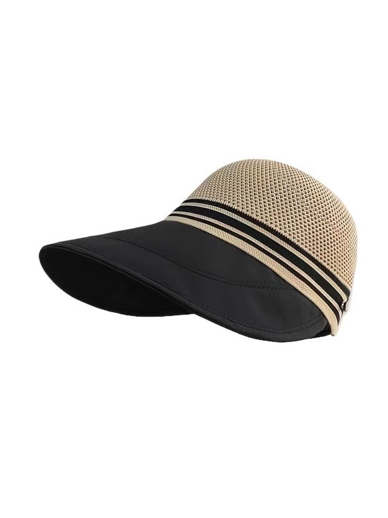 Women Wide Brimmed Non-Trace Ponytail Visor, Foldable Beach Sun Hat for Women Young Girls,Sun Hats for Women Wide Brim Straw Rol
