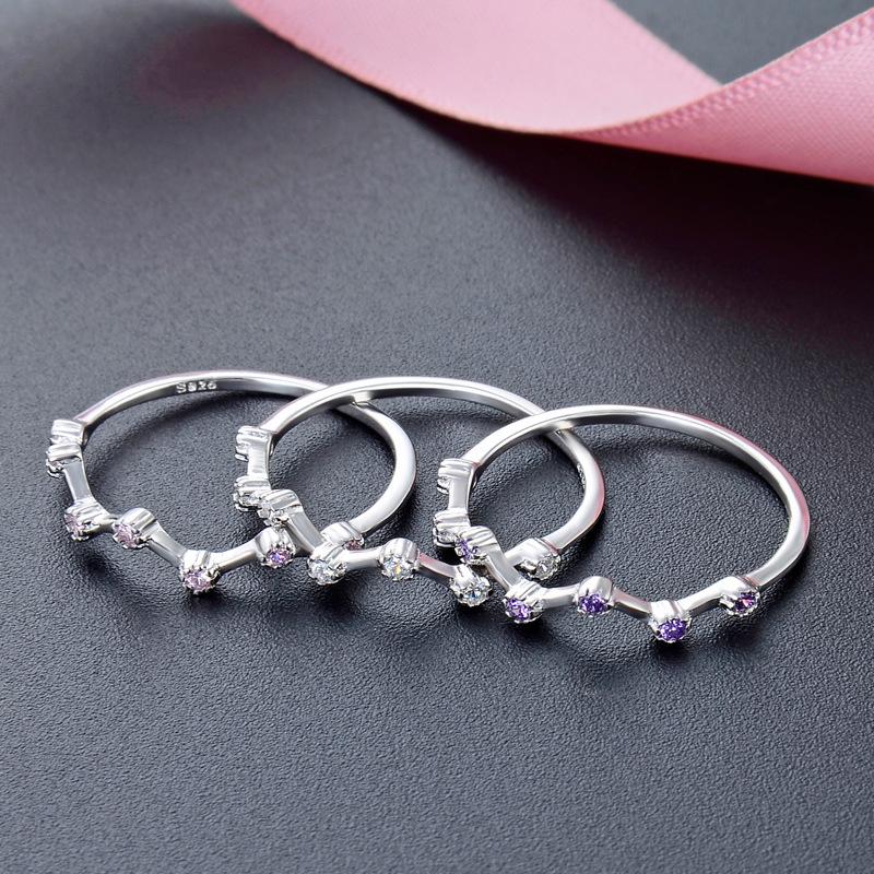 925 Sterling Silver Diamond Zircon Women's Minimalist Luxury Ring – Stackable for Index or Pinky Finger.