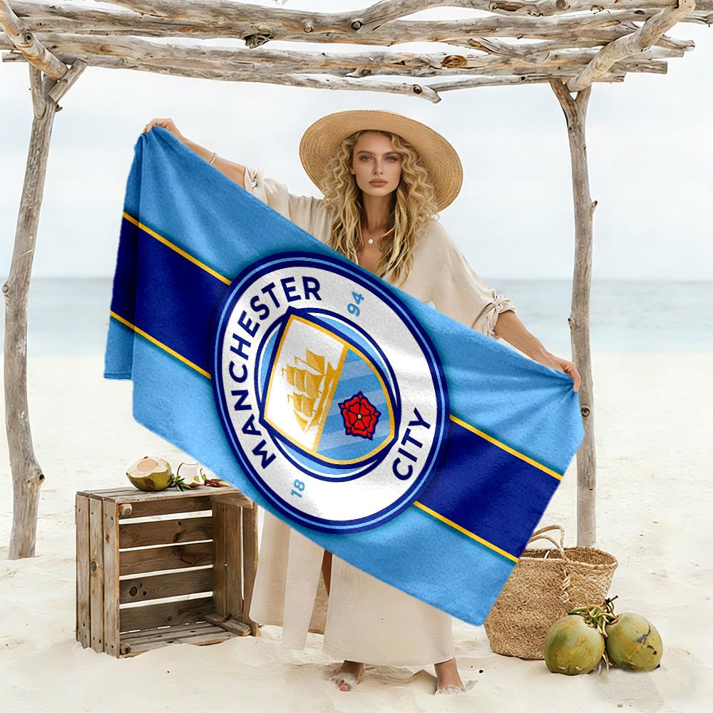 First Place Manchester City Fc Logo Beach Towel Soft Durable Quick-Dry Comfortable Lightweight