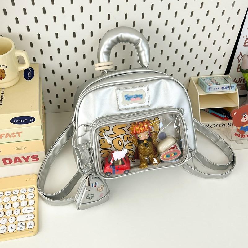 Backpack Cute Transparent Layer With Inner Zipper Pocket Pu Material For School