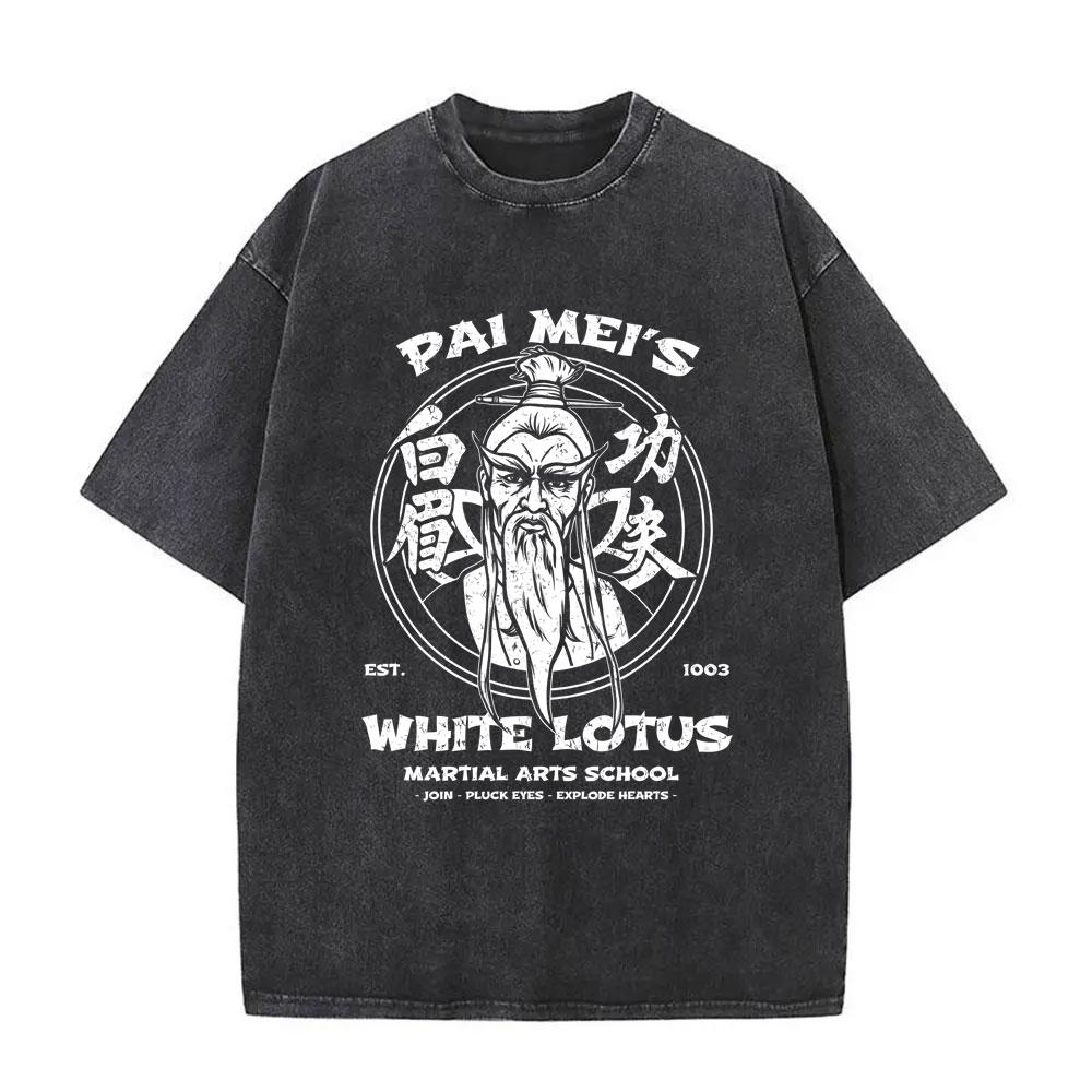 Washed Vintage Pai Mei White Lotus Kill Bill T-shirt Quentin Tarantino Film Pulp Fiction T Shirts Men Casual Oversized T-shirts S разноцветный