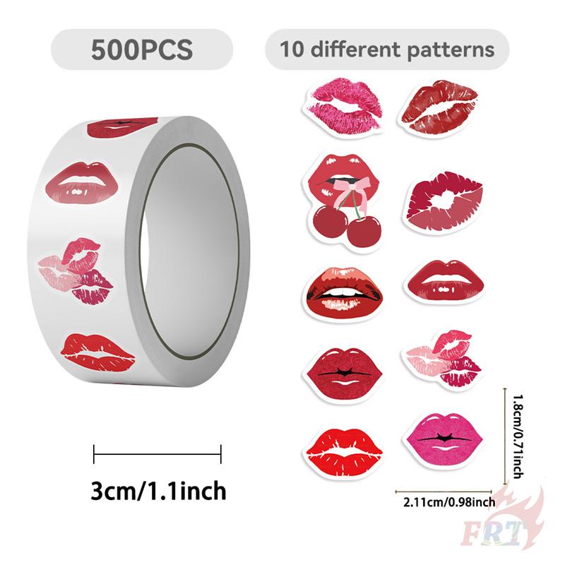 500Pcs/Roll Blazing Red Lips Kids Rewards Stickers - DIY Scrapbooks Album Decor Sealing Label Decals