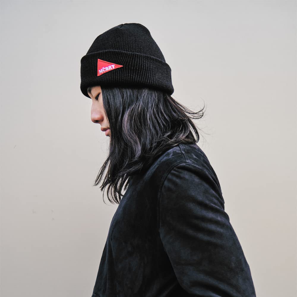 McBally Patch Plus Size Knit for Men and Hip Black Flag Patch Beanie Beanie, Cap, Unisex, Women, Hop, Sports, Gym, Dance, Stylish, Cute, Simple,