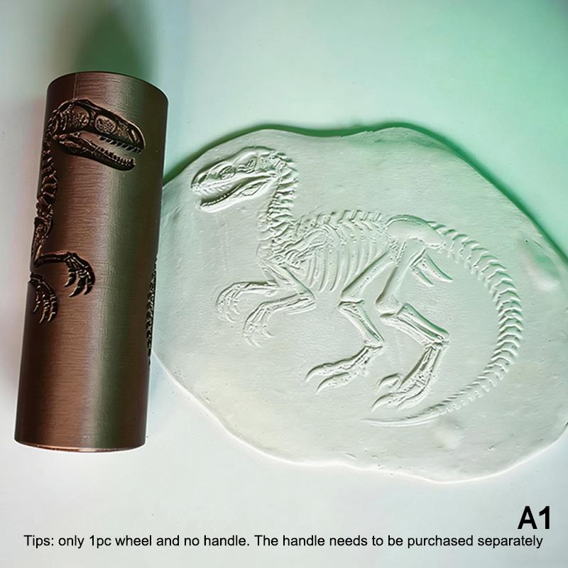 [Y]Big Size Texture Rollers Fossil Skeletons Design Retro Embossing Roller For Soft Clay, Ultra-Light Clay, Pottery DIY Crafts