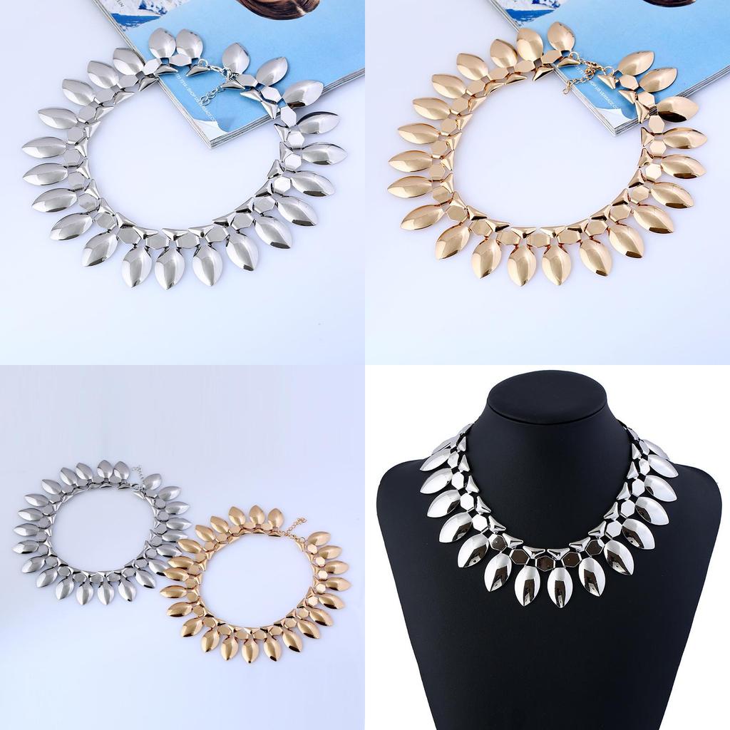 Metal Necklace Fashion With Smooth Leaf Design And Versatile Style For Gift