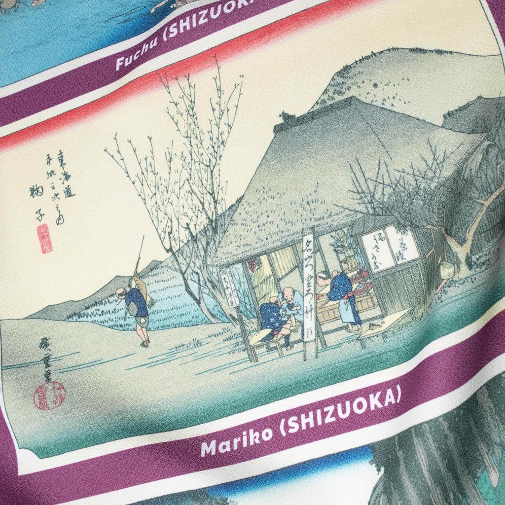 Asakura Dyeing Cloth Super Furoshiki Nagare Amunzen Stations of the Tokaido Purple Water-Repellent (wrapping Cloth) Fifty-Three [15-28]