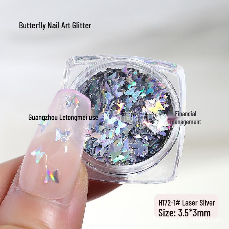 Ultra-Thin 3MM Iridescent Laser Butterfly Nail Art Sequins - Super Sparkle Nail Stickers for Salon Use, 2026 Model