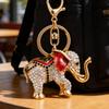 Rhinestone Elephant Keychain Alloy Good Luck Keychain with Keyring Sparkling Elephant Keychain Bag Charm Gift for Men Women