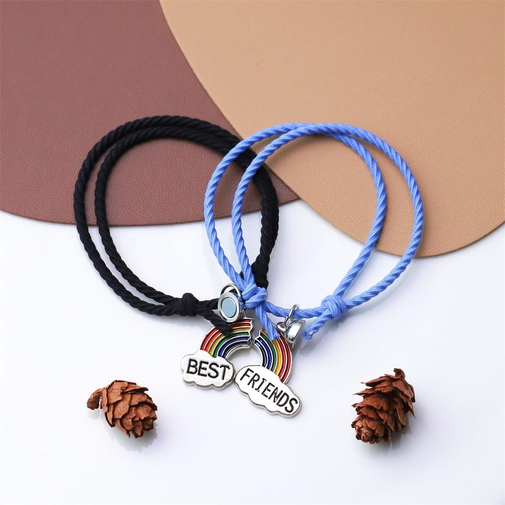 Band Couple Bracelet Magnet Paired Rubber for Lovers Distance Bracelet Women Men Braided String Bracelet Friendship Jewelry Gift