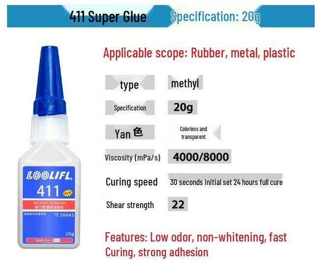 Adeziv cu uscare rapidă Weitai 406: Adeziv Instant 401/425/454/495/496 pentru Cauciuc și Plastic.