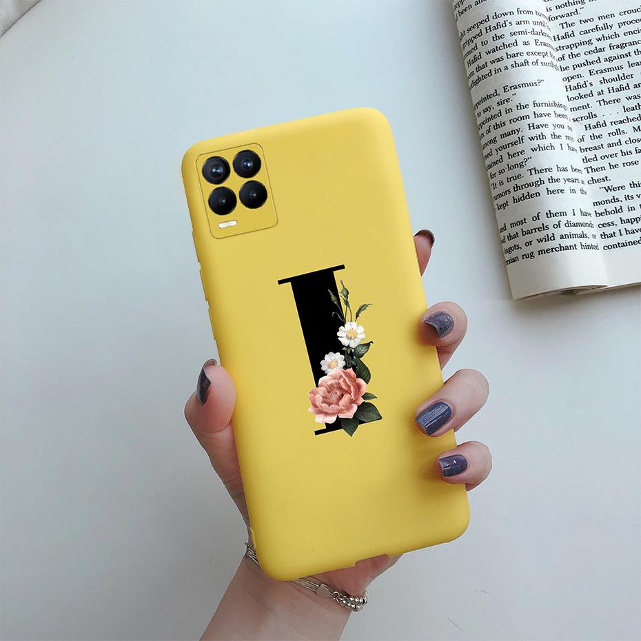 For Realme 8 Pro Case Silicon Soft Letter Monogram Flowers Phone back cover For Oppo Realme8 4G RMX3085 Realme 8 Pro Bumper Case