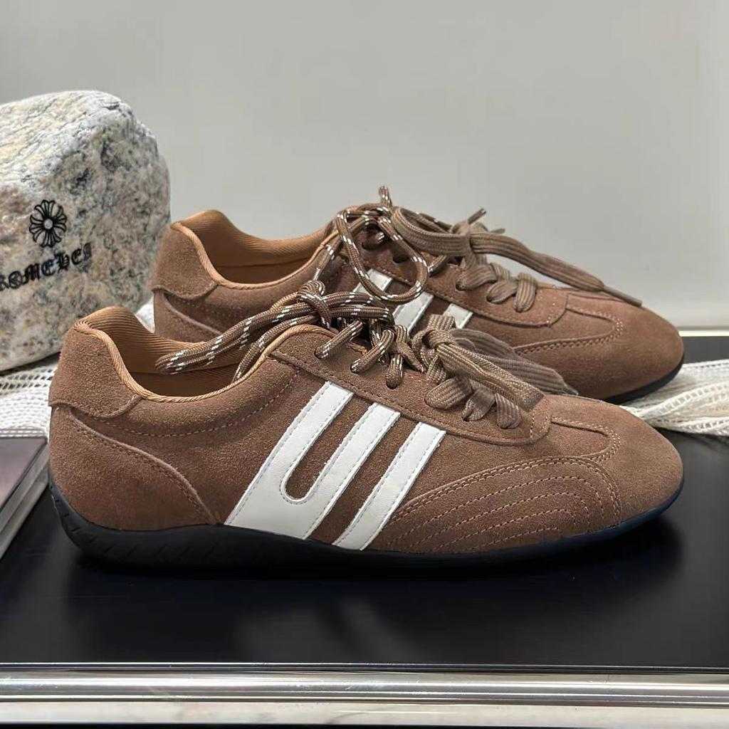 Retro Leopard Print Lace-up German Training Shoes Women's 2025 Early Autumn New Bo Bottom Inner Height-increasing Racing Shoes Sports Casual Shoes