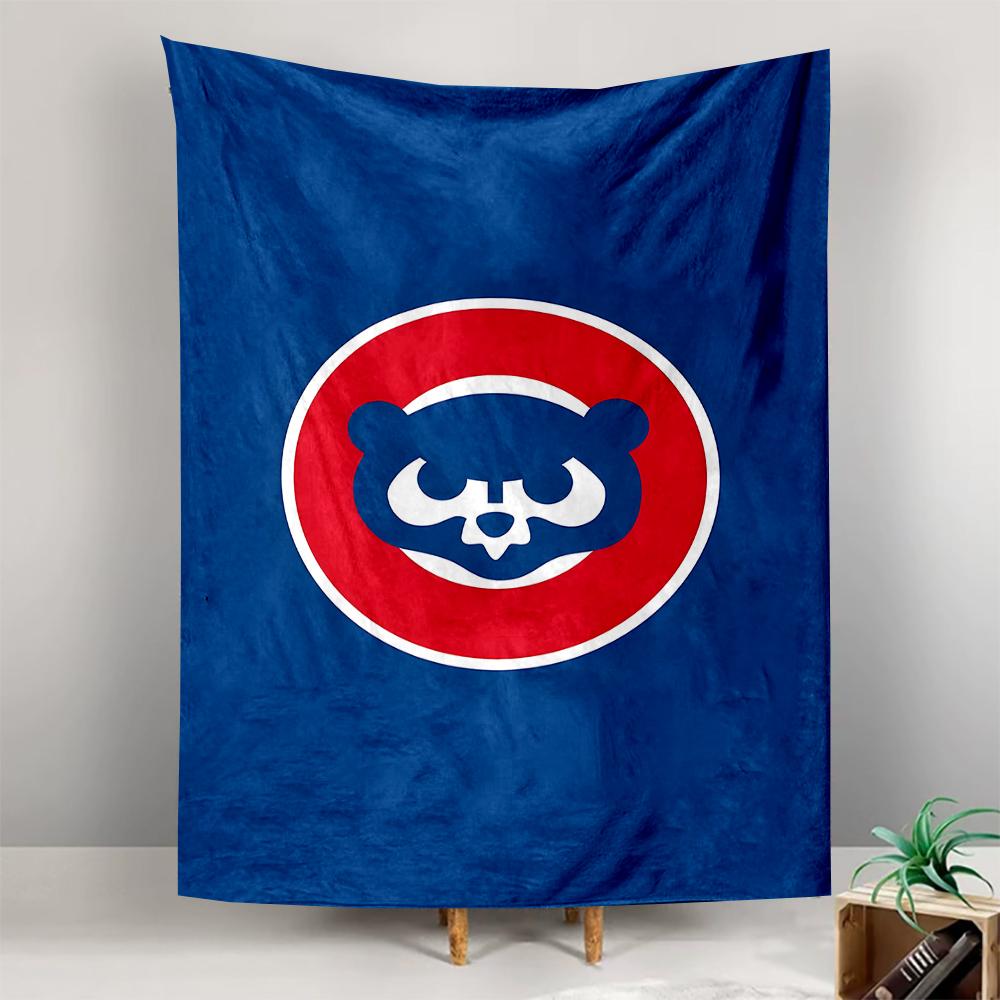 Tapestry Chicago Cubs Bear Logo Blue Red MLB Baseball Wall Hanging Fan Gift Dorm Decor