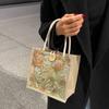 Printed Ethnic Style Canvas Bag Large Capacity Printing Cloth Lunch Bag Linen Handbag  Female/Girls