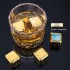 Gold and Siver Metal Cooling Rocks Reusable Ice Cubes Whiskey Steel Ice Cubes 304 Stainless Steel and with Storage Box for Vodka